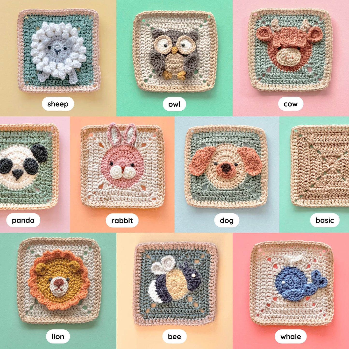 Baby Blanket Crochet Pattern with 20 Animals