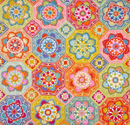 Close-up of Persian Tiles crochet blanket