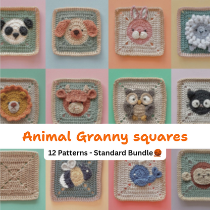 Animal Granny Squares - Crochet Patterns (incl. video)