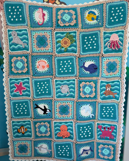 baby blanket crochet pattern with sea animals
