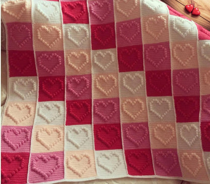 Heart motifs baby blanket crochet pattern – soft handmade baby blanket