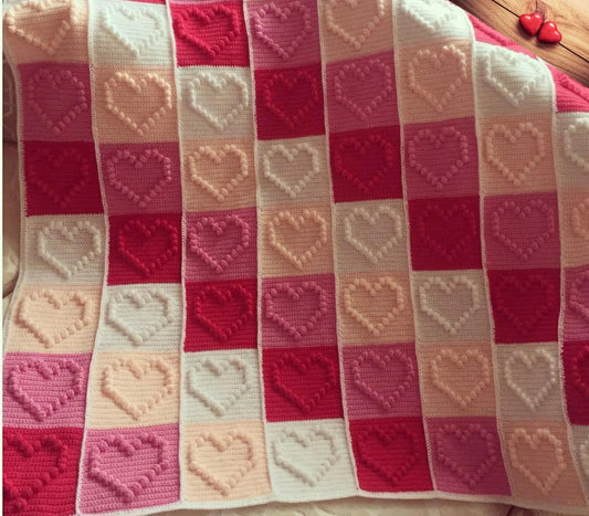 Heart motifs baby blanket crochet pattern – soft handmade baby blanket